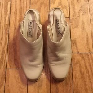 Creme Leather Prima Royale Mule Heel Slingback